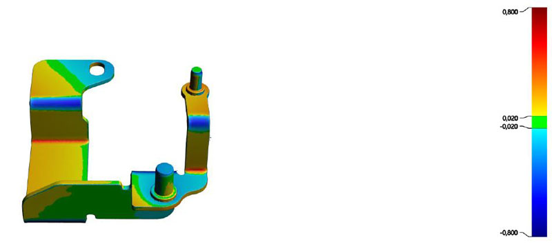 Sammelschiene mit komplexer Geometrie in 3D-Scanningsoftware von Creaform.