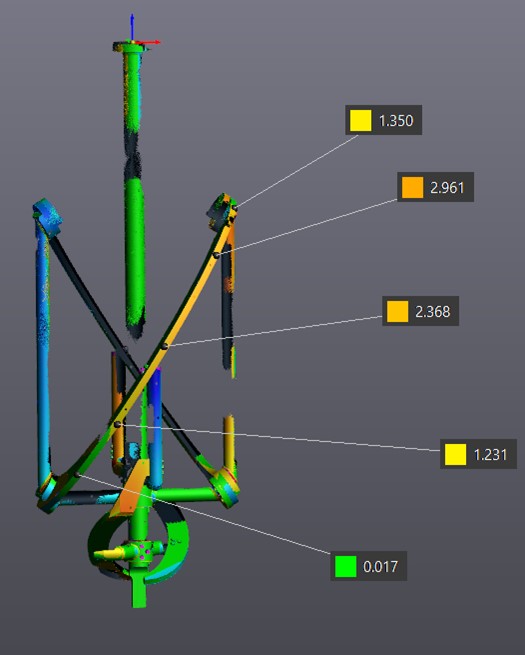 Una schermata di un sistema di agitazione nel modulo software di Creaform.