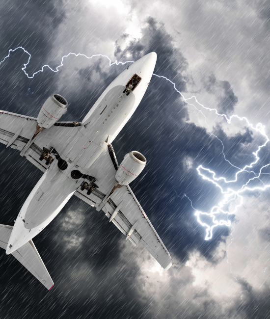 Flying plane in a hailstorm