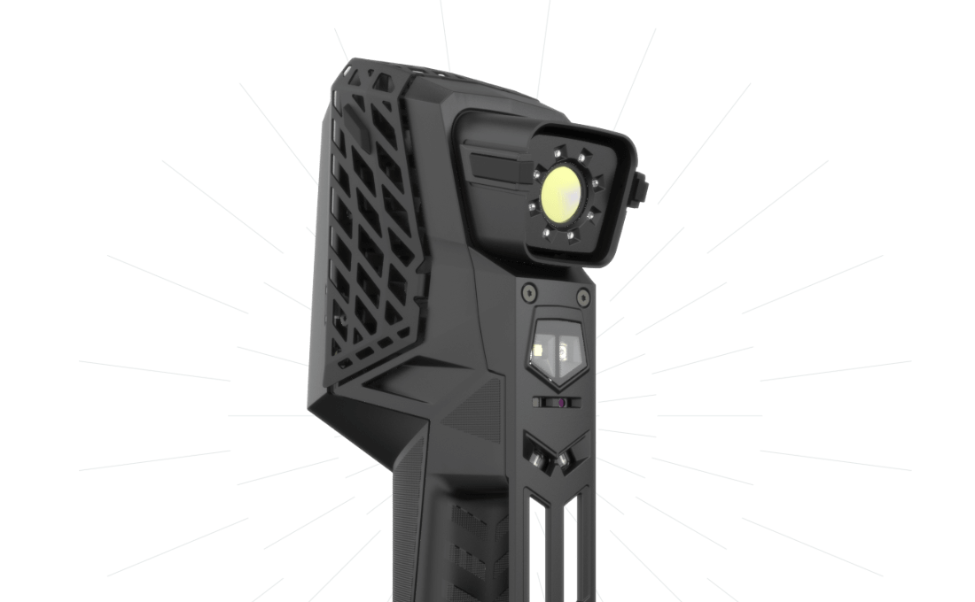 Front side of the EVO Series 3D scanner showing lenes, sensors and light source