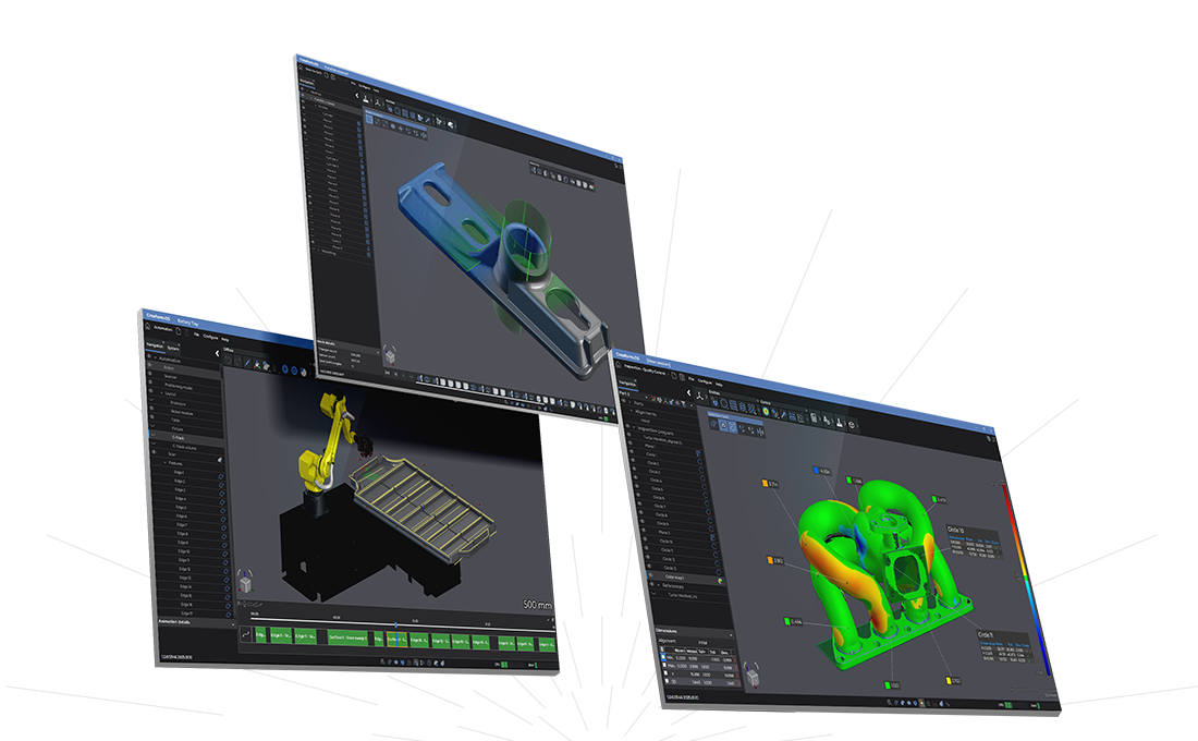 Screenshots of different projects on the Metrology Suite