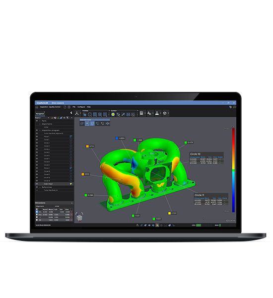 Laptop screen showcasing the Inspection software interface
